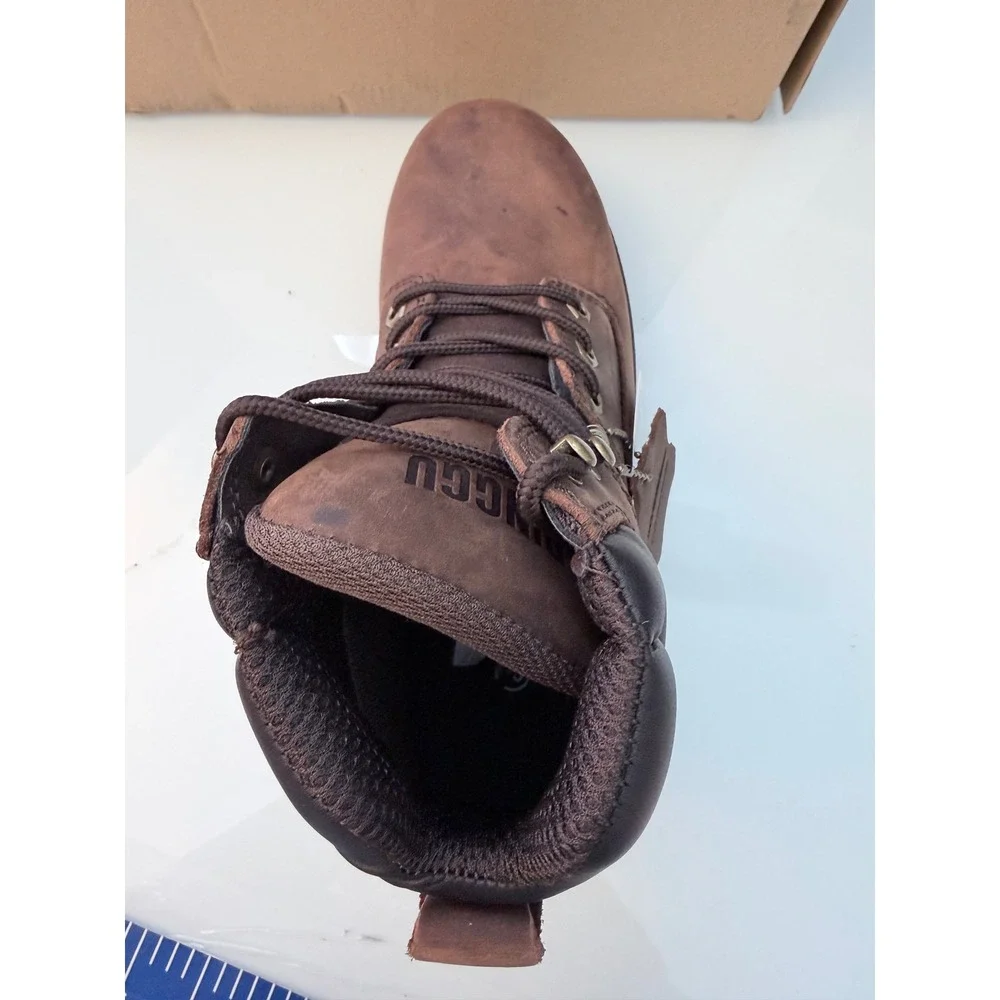 Dinggu Steel Toe Work Boots Brown Leather Puncture Resistant Safety Shoes Sz 7